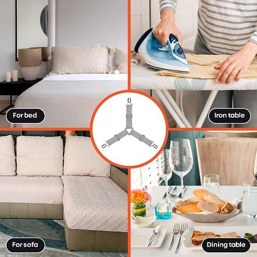 5 Stars United Bed Sheet Straps Set - 4 Pcs Grey
