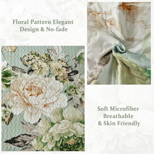 WONGS BEDDING Sage Green Floral Quilt Set King