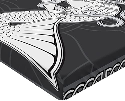 Ambesonne Mermaid Fitted Sheet with Celtic Border Design