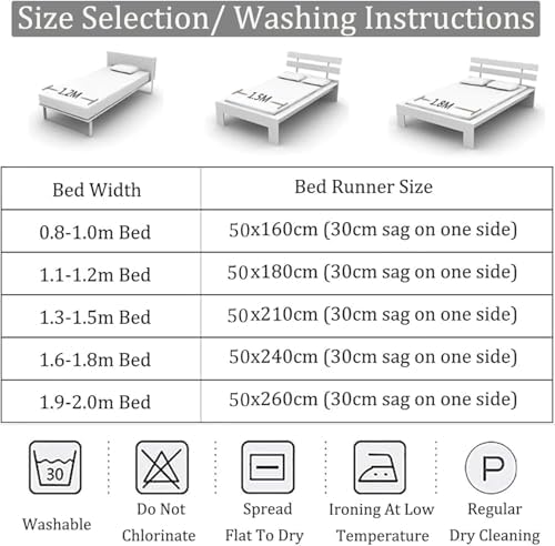 Luxury Hotel Grade Light Gray Bed Runner 180X50cm for 12m Bed