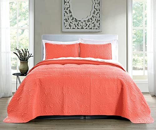 Pure Bedding Reversible Quilt Set King Size with Geometric Pattern