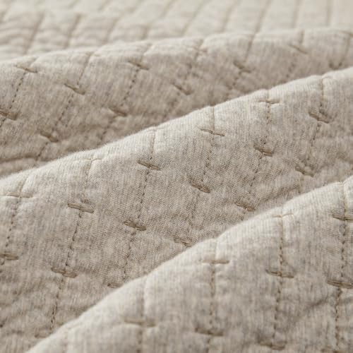 Wonderful 100 Cotton Jersey Knit Quilt Set - Apricot Beige Queen Size