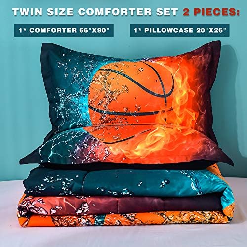 Andency 3D Basketball Comforter Set Twin 66x90 Inch