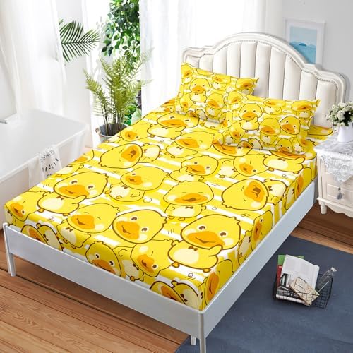 AILONEN Kawaii Duck Fitted Sheet Set Twin XL 1