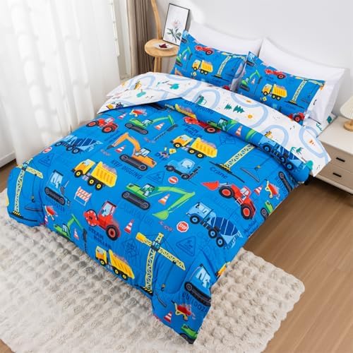 Holawakaka Boys Excavator Truck Bedding Set with Sheets
