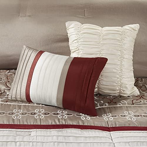 Madison Park Essentials Jelena Faux Silk Comforter Set 24 Piece Queen Red