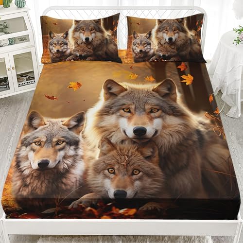 AILONEN Wolf Fitted Sheet Set - Twin XL Size