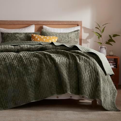LEAONME Velvet Quilt Set California King 118x106