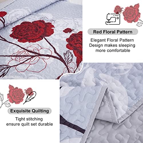 Anibedding Floral Quilt Set Queen Size 1