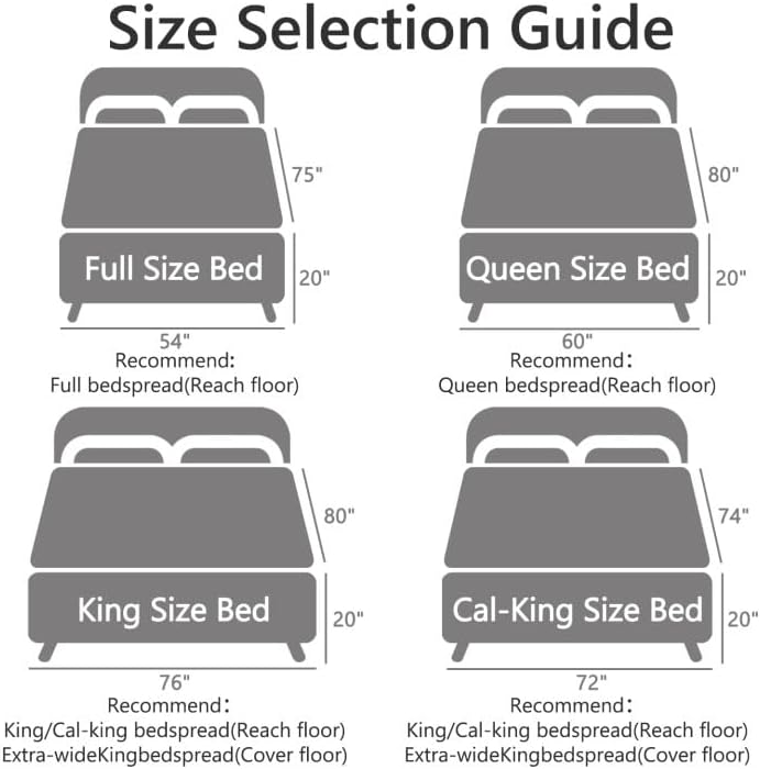CHIXIN Bedspread Set Queen Size - Reversible Paisley Pattern