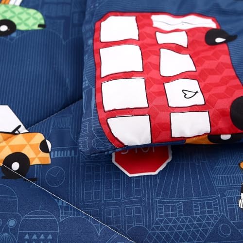 MAG 3Pcs Cartoon Car Comforter Set Queen Size 1