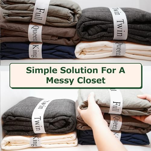 ECOHomes Bed Sheet Organizer with Size Labels 2PC Queen White