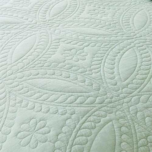 Cmfshape King Size Quilt Set Sage Green Coin Pattern 3 Piece