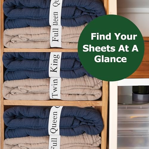 ECOHomes Bed Sheet Organizer with Size Labels 2PC Queen White