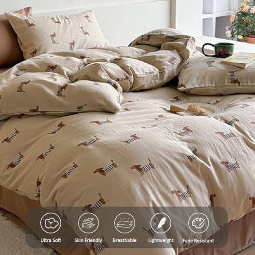 Erwinmu Brown Dachshund Duvet Cover Set Twin
