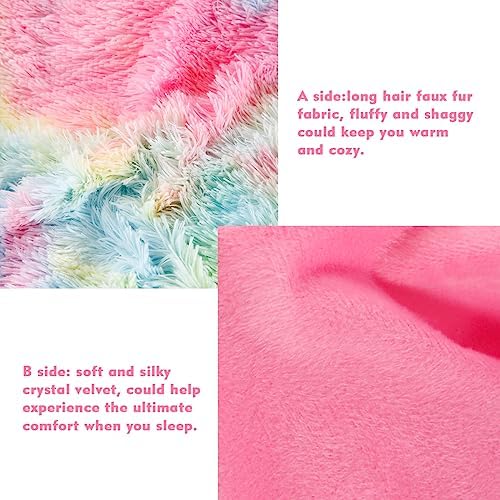 PERFEMET Pink Faux Fur Fluffy Comforter Set Twin