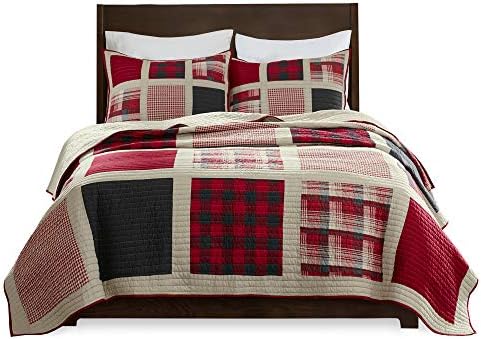 Woolrich Huntington Plaid Red Reversible Quilt Set 3 Piece 1