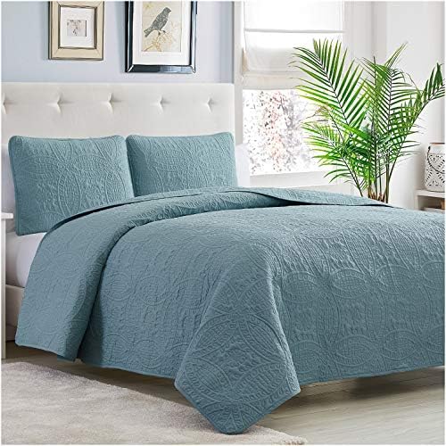 Mellanni King Bedspread Coverlet Set - Spa Blue 1