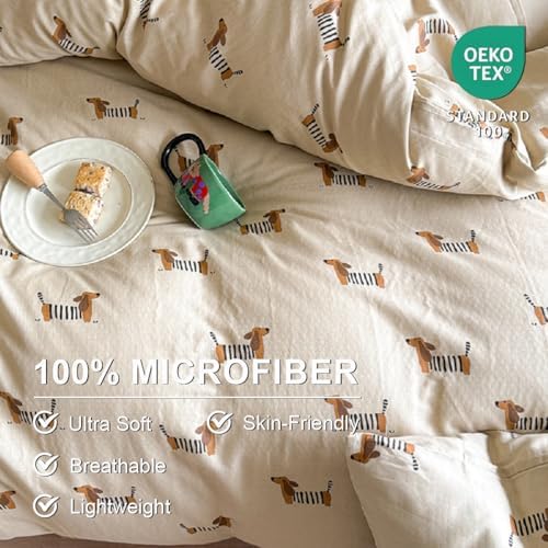 Erwinmu Brown Dachshund Duvet Cover Set Twin