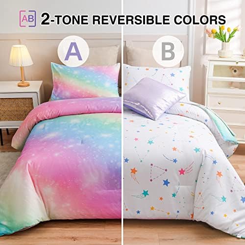 A Nice Night 6Pcs Gradient Glitter Bedding Set for Girls