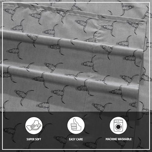 Wrangler Steer Skulls Grey Full Sheet Set