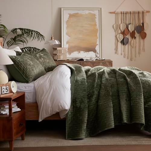 LEAONME Velvet Quilt Set California King 118x106