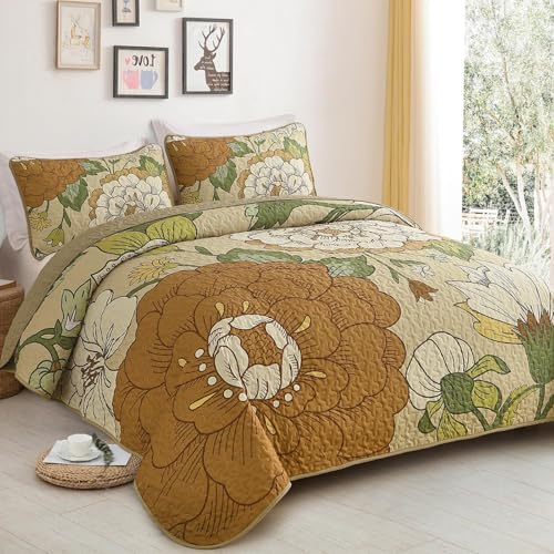 DJY Boho Floral Quilt Set King Size
