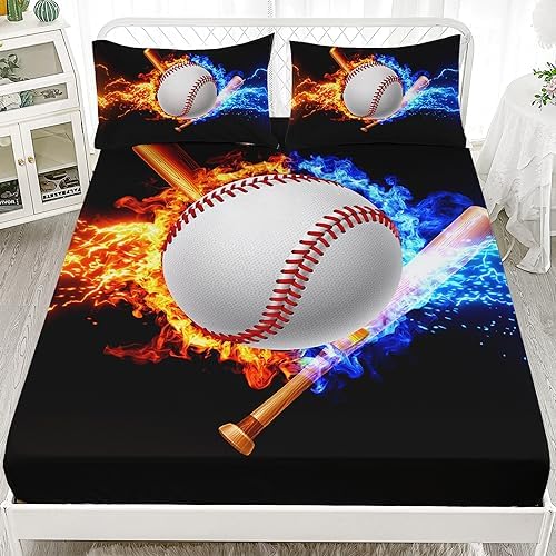 AILONEN Baseball Fitted Sheet Set Twin XL Size