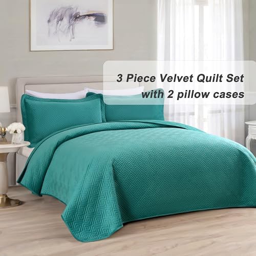 Asuexpect 3 Piece King Size Velvet Quilt Set