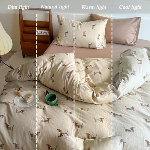 Erwinmu Brown Dachshund Duvet Cover Set Twin