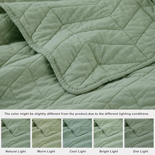palassio Sage Green Cotton Quilt California Cal King Set