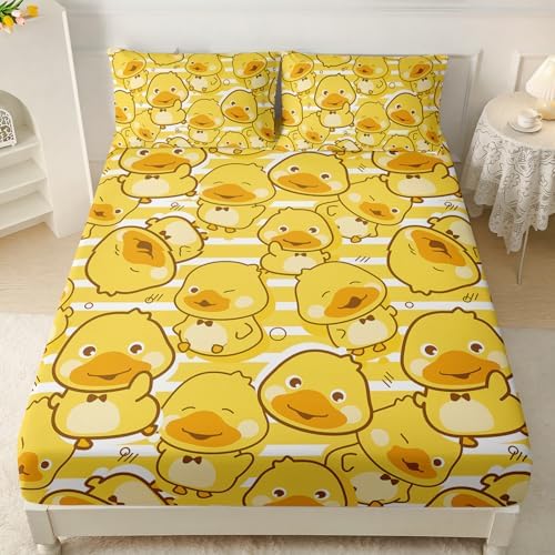 AILONEN Kawaii Duck Fitted Sheet Set Twin XL 1