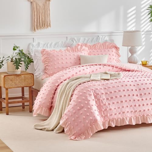 Flysheep Tufted Dots Ruffle Comforter Set Twin