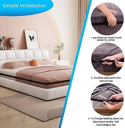 Adjustable Elastic Bed Sheet Straps for All Mattress Sizes