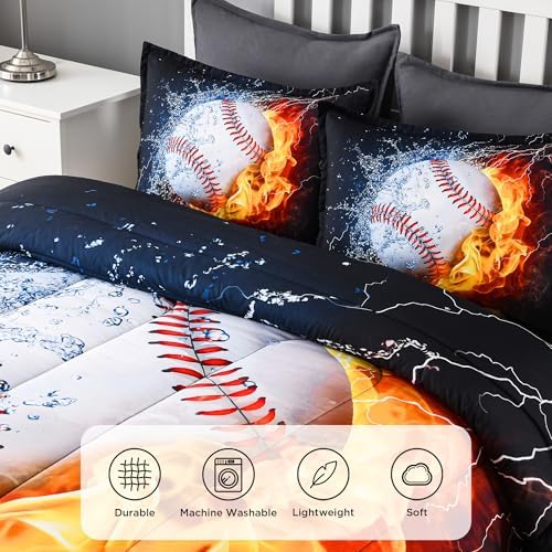 Andency 3D Baseball Comforter Twin Set 2Pcs