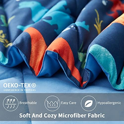 UMCHORD Kids Dinosaur Queen Comforter Set 7 Pc