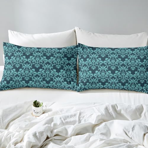 Erosebridal Damask Sheet Set Turquoise Teal 3 pcs Deep Pockets