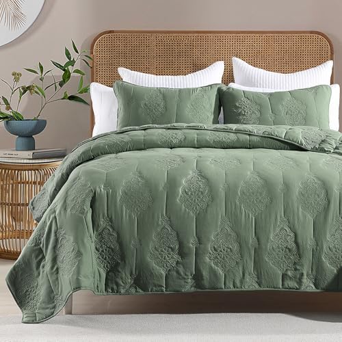 HORIMOTE HOME Queen Size Quilt Set Dark Green 1