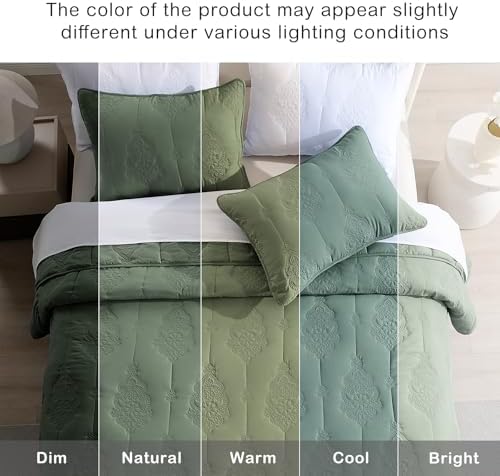 HORIMOTE HOME Queen Size Quilt Set Dark Green 1