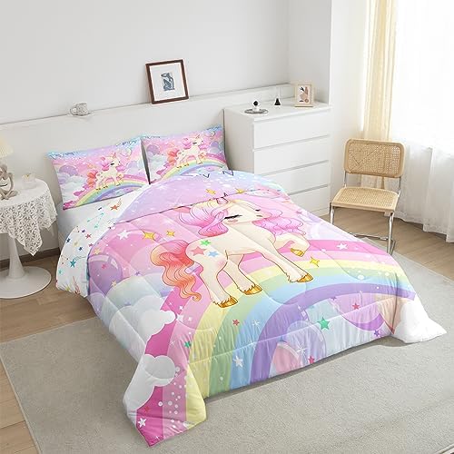 Feelyou Unicorn Comforter Set Twin Bedding