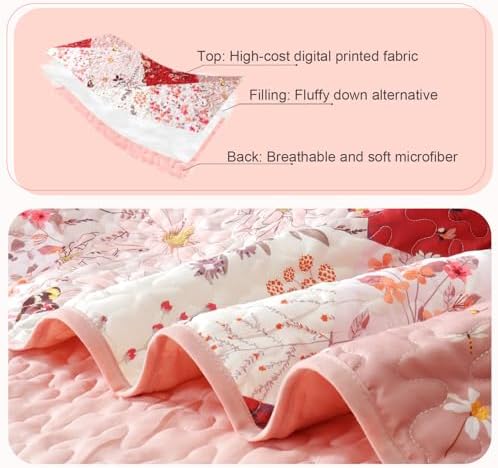 Whale Flotilla Reversible Patchwork Quilt Set Twin Size Red
