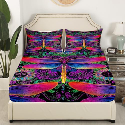Erosebridal Dragonfly Fitted Sheet Set Twin Size