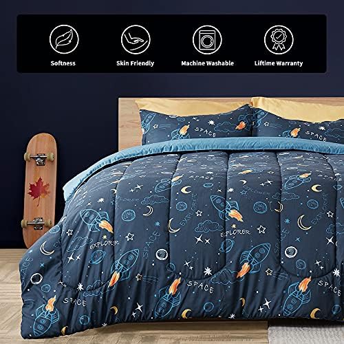 SLEEP ZONE Space Rocket Kids Comforter Set