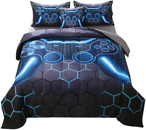 JQinHome Twin Gamer Comforter Set for Boys