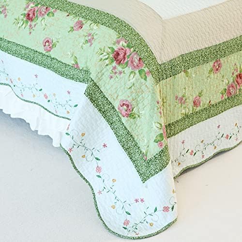 EVENHUG Cotton Patchwork Quilt Set King Size 3 Pieces