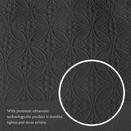 WURUIBO Quilt Set - Black Microfiber FullQueen Bedspread