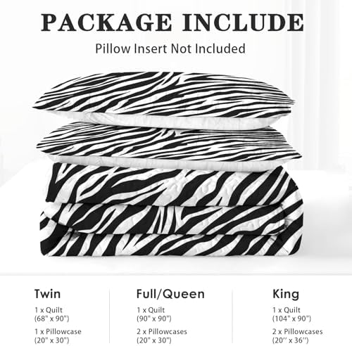Pamnest Zebra Stripe Quilt Set 3 Pcs Full Queen 1