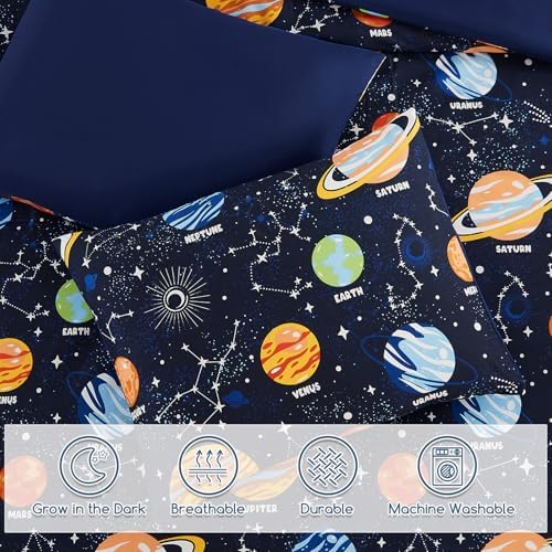 7-Piece Glow in the Dark Comforter Set for Boys