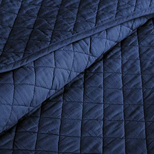 Lush Decor Ava Diamond Quilt Set 3 Piece Navy FullQueen