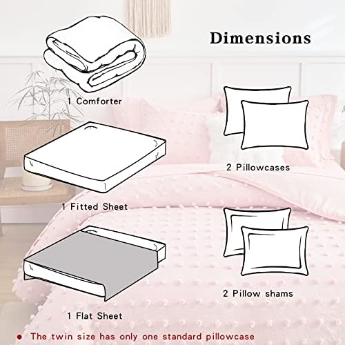 Flysheep 7 Piece Queen Bed in a Bag with Pom Pom Design